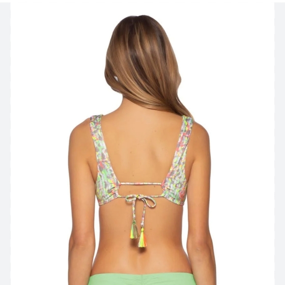 NWT Becca Swim Suit Top Neon Animal Print Size Large - Picture 2 of 8